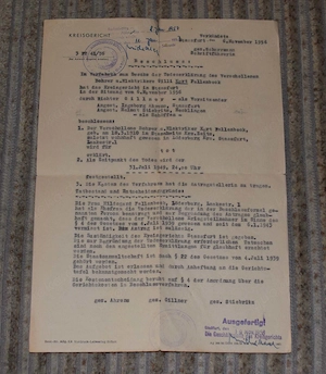 Beschluß zur Todeserklärung - DDR 1956