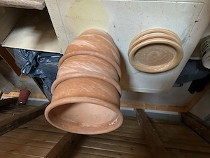3 Terracotta Töpfe mit Untersetzer