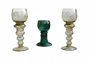 3 Römergläser grün und gelb