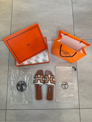 Herm s Oran Sandalen Braun Beige mit Originalverpackung