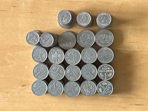 50 Pfennig, 1 DM und 2 DM Münzen Kursmünzen