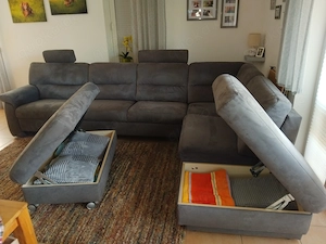 Wohnlandschaft und Hocker mit Bettkasten  Bild 2