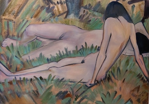 Ölgemälde, handgemalt, nach Motivvorlage von  Otto.-Mueller-1874-1930 