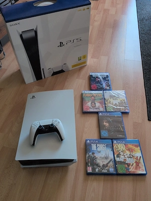 sony Playstation 5 spielkonsole mit 5 spiele + verpakung und controller 