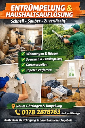 Entrümpelung, Haushaltlösung, Gartenarbeit 