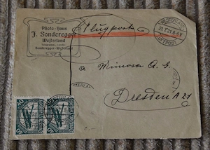 Briefstück Flugpost Westerland 1921