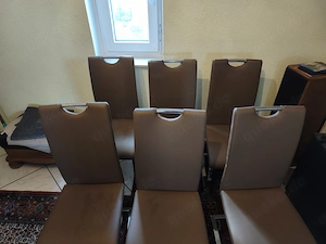 6 Esstisch-Schwingstühle in Cappuccino 