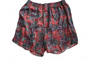 2 x Satin Boxershorts bordeaux mit bläulichen ApplikationenJ.W:E 