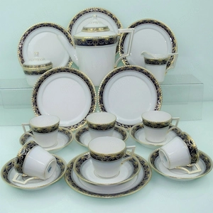 Kpm berlin kurland prunk kaffeeservice, kobalt bordüre + gold, 1.wahl