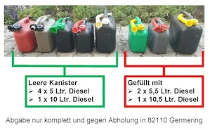 Kraftstoffkanister mit Diesel zu verkaufen