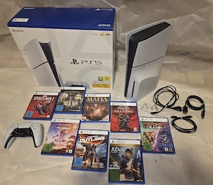 Sony Playstation 5 slim PS5 mit 8 spiele + verpakung
