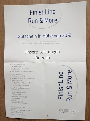 Gutschein Finish Line Run & More   Wert 20 Euro