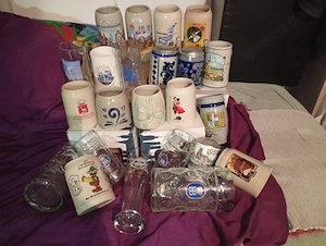  sammlung Konvolut 23 Masskrüge masskrug steinmasskrug glasmasskrug