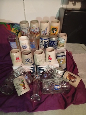 sammlung Konvolut 23 Masskrüge masskrug steinmasskrug glasmasskrug  Bild 4