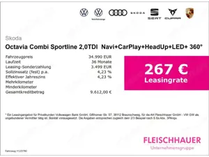 Skoda Octavia Combi Sportline 2,0TDI  Navi+CarPlay+HeadUp+LED+ 3 Bild 3