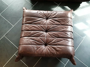 TOGO Ligne Roset Sofas 2x 2-Sitzer + Hocker Leder Braun Original Klassiker Bild 8
