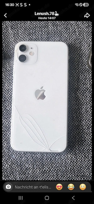 verkaufe mein iphone 11 im guten zustand mit lade kabel das handy hat hinten leichte gebrauchspuren 