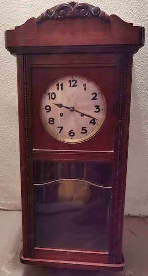 Regulator Pendeluhr Wanduhr Antiquität ca 1930 Holz Junghans Finsterwalde