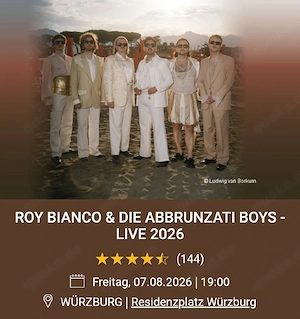 2x Tickets für Roy Bianco & Abbrunzati Boys in Würzburg  