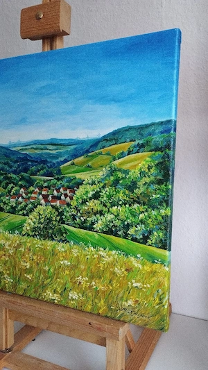 Ölgemälde auf Leinwand, 40*40 cm "Knüllwald-Rengshausen" Bild 2