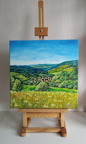 Ölgemälde auf Leinwand, 40*40 cm "Knüllwald-Rengshausen"