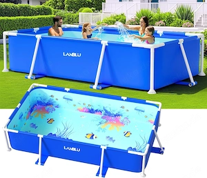 Neuer Stahlrahmen Pool für den Garten, 240 x 120 x 60 cm mit Pump