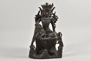 Asiatika Bronze Figur Buddha signiert