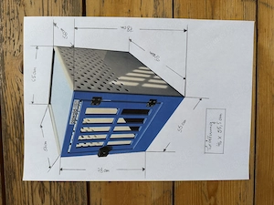 Hundebox Osswald-Tec Basis-Linie blau-weiß 55x68x78 cm