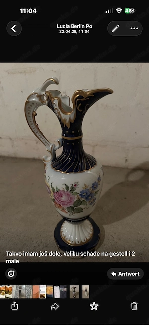 kanne vase mit blumen bemalt