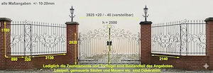 Schmiedeeisen Zaunanlage, ca. 10,6m