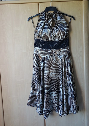 Damen - Kleid, Neckholder, ca. Gr. 36 38, braun-gemustert, Leo