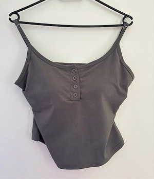 Graues Ripp-Crop-Top 