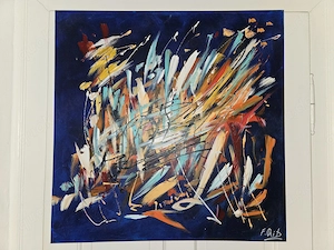 Riesiges original Öl Gemälde Acryl abstrakt farbenfroh signiert 80 cm x 80 cm TOP! 