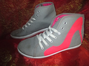 NEU Stylisch Sneaker Chucks Stoff Sport Turn Schuhe "Queen Tina" Gr. 38  5 pink hell- grau