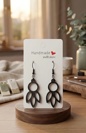 Lotus Ohrringe schwarz 