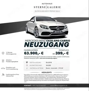 Mercedes-Benz Others C 63s AMG CABRIO/DISTRO+/RÜCKFAHRK/SITZKLIMA/NAC