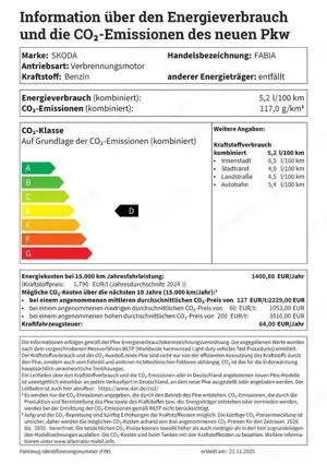Skoda Fabia 130 Jahre 1.0 MPI 59 kW / 80 PS 5-Gang