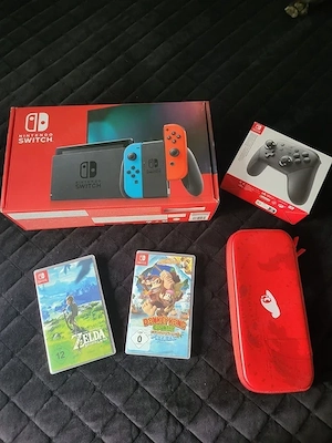 nintendo switch 1 neon mit Zelda + Donkey kong 