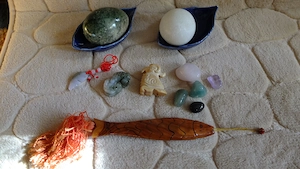 Edelstein Sammlung - Chinesische Jade Rosenquarz Serpentin Pixiou