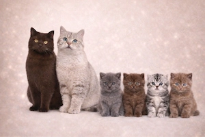 Reinrassige BKH Kitten , Chocolate , Blue , Tabby 