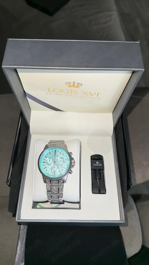 Louis XVI Chronograph Uhr Silber Türkis Top