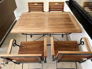 Teakholz Klassiker Gartentisch + 4 Sessel