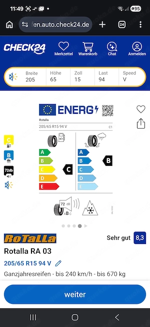 Ganzjahresreifen Rotella 205 65R15 94V Bild 4