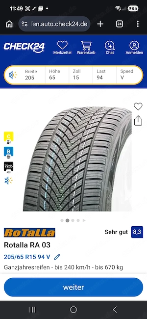 Ganzjahresreifen Rotella 205 65R15 94V Bild 3