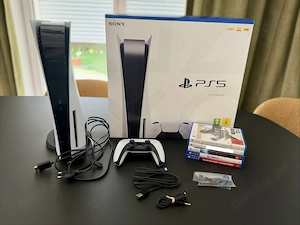 Sony Playstation 5, gut funktionierende Konsole mit Spielen und Controller, alles in der Verpackung
