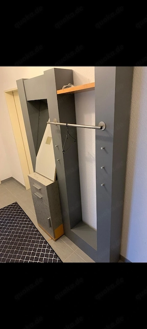 Garderoben-Set grau mit Spiegel mit Schuhschrank Bild 2