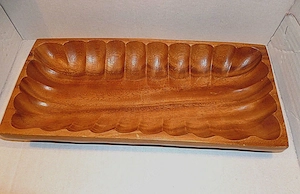 70er Jahre Platte Schale Schüssel aus Holz Holzschale Holzschüssel Danish Design 31 x 14 cm