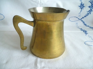 Messingkrug Messingkanne Krug Kanne Vase Messing innen versilbert 11,5cm hoch