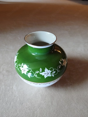 Vintage Vase Spechtsbrunn grün gold Porzellan DDR