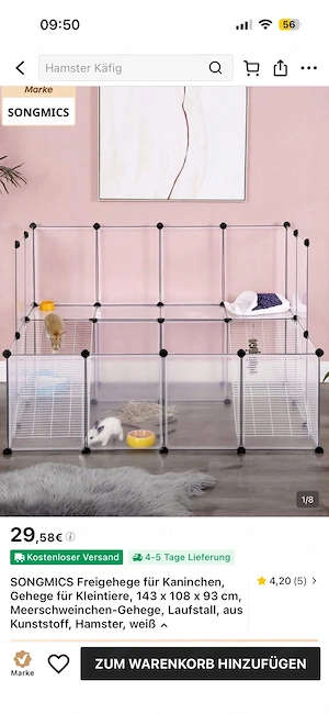 Kleintier-Freigehege   SONGMICS Gehege   wie neu